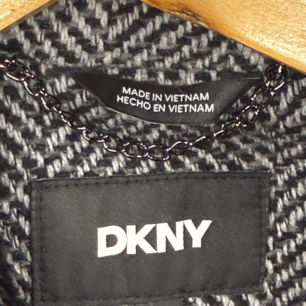 DKNY Women's‎ Herringbone Double Breasted Wool Blend Coat XL - Picture 9 of 16